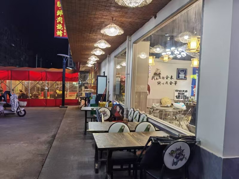 好运转(铜烙湾烙锅)海宁许村大型热闹餐饮一条街区,118㎡火锅店转让、