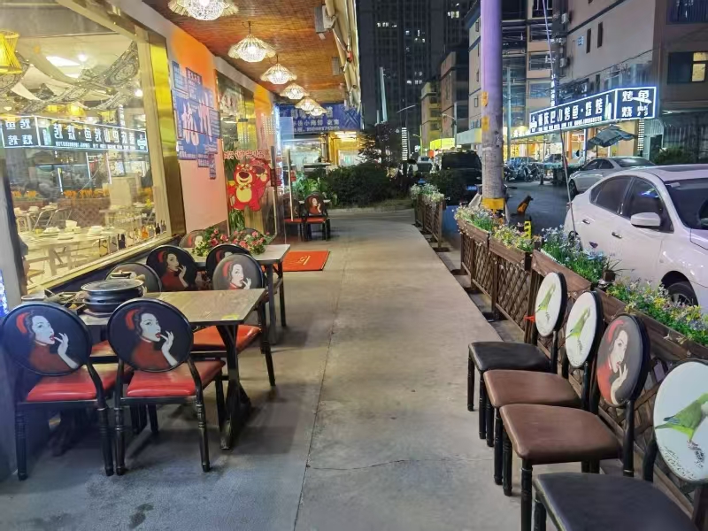 好运转(铜烙湾烙锅)海宁许村大型热闹餐饮一条街区,118㎡火锅店转让、